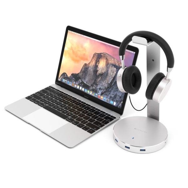 Satechi Headphone Stand - Next to Mac Laptop